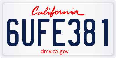 CA license plate 6UFE381