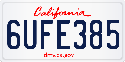 CA license plate 6UFE385