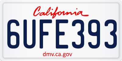 CA license plate 6UFE393