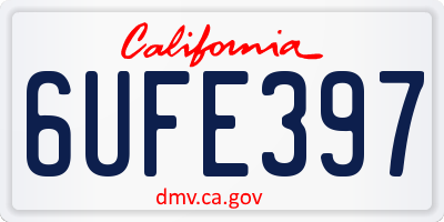 CA license plate 6UFE397