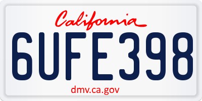 CA license plate 6UFE398