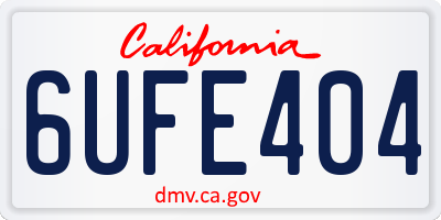 CA license plate 6UFE404