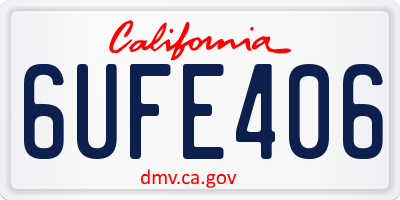 CA license plate 6UFE406