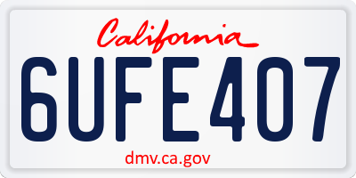 CA license plate 6UFE407