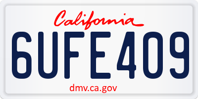 CA license plate 6UFE409