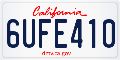 CA license plate 6UFE410