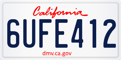 CA license plate 6UFE412