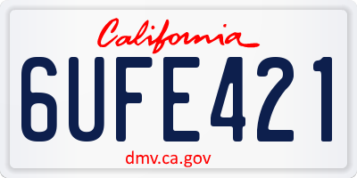 CA license plate 6UFE421
