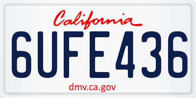 CA license plate 6UFE436