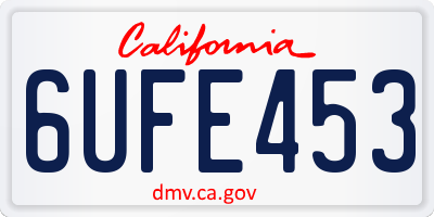 CA license plate 6UFE453