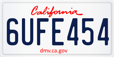 CA license plate 6UFE454