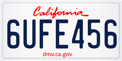 CA license plate 6UFE456