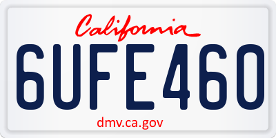 CA license plate 6UFE460