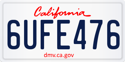 CA license plate 6UFE476