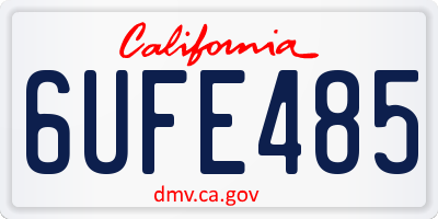 CA license plate 6UFE485