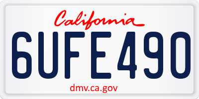 CA license plate 6UFE490