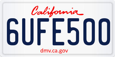 CA license plate 6UFE500