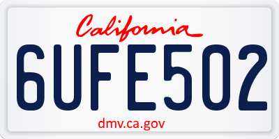 CA license plate 6UFE502