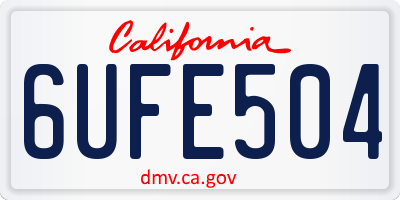 CA license plate 6UFE504