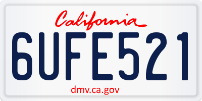 CA license plate 6UFE521
