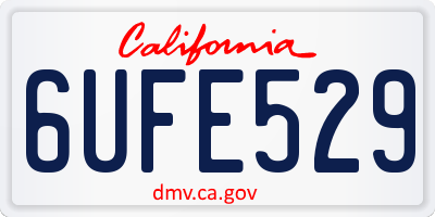 CA license plate 6UFE529