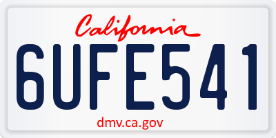 CA license plate 6UFE541