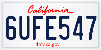 CA license plate 6UFE547