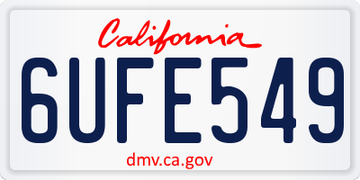 CA license plate 6UFE549