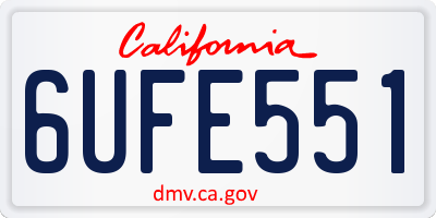 CA license plate 6UFE551