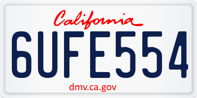 CA license plate 6UFE554