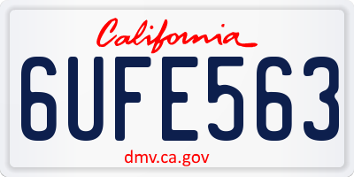 CA license plate 6UFE563