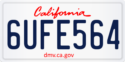 CA license plate 6UFE564