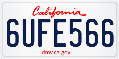 CA license plate 6UFE566