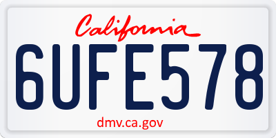 CA license plate 6UFE578