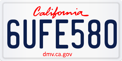 CA license plate 6UFE580