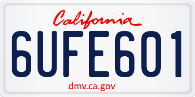 CA license plate 6UFE601