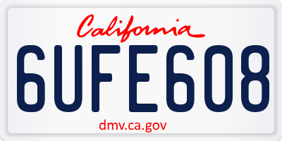 CA license plate 6UFE608
