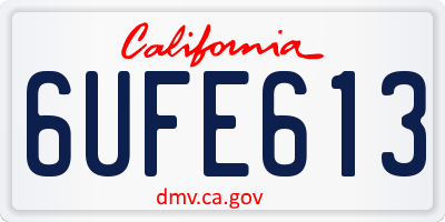 CA license plate 6UFE613