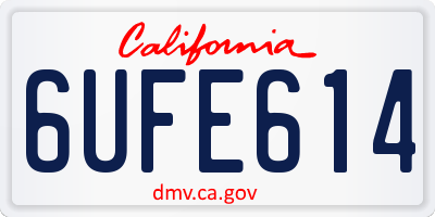 CA license plate 6UFE614