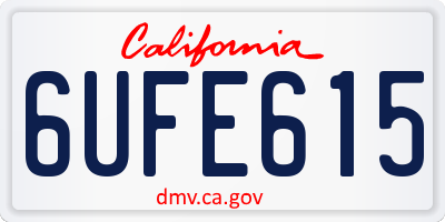 CA license plate 6UFE615