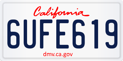 CA license plate 6UFE619
