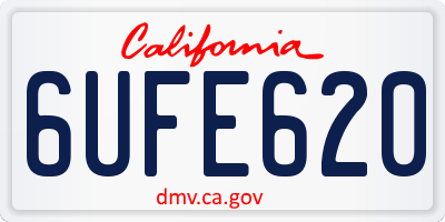 CA license plate 6UFE620