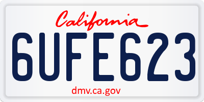 CA license plate 6UFE623