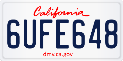 CA license plate 6UFE648
