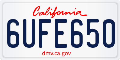 CA license plate 6UFE650