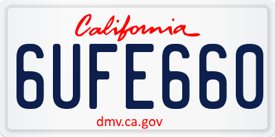 CA license plate 6UFE660
