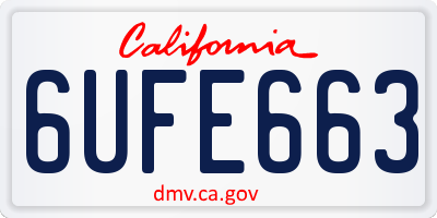 CA license plate 6UFE663