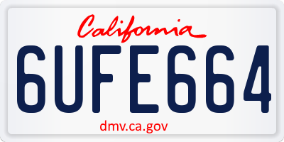 CA license plate 6UFE664