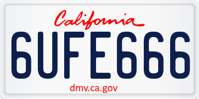 CA license plate 6UFE666
