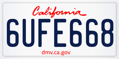 CA license plate 6UFE668